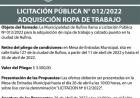 LICITACION PUBLICA N° 012/2022 ADQUISICION ROPA DE TRABAJO