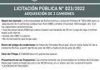 LICITACION PUBLICA N|° 023/2022 COMPRA DE 3 CAMIONES