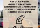 LA MUNICIPALIDAD INFORMA HORARIO DE COLECTIVO PARA EL DIA DOMINGO