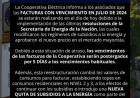 COMUNICADO SOBRE LA QUITA DE SUBSIDIOS