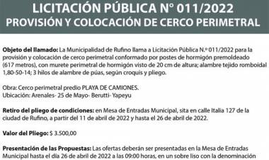 LICITACION PUBLICA N| 011/2022 PROVISION Y COLOCACION DE CERCO PERIMETRAL
