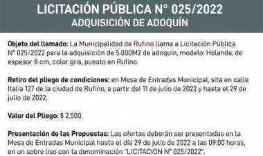 LICITACION PUBLICA N! 025/2022 ADQUISICION DE ADOQUINES
