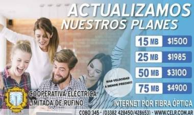COOPERATIVA ELECTRICA LIMITADA DE RUFINO:: ACTUALIZACION PLANES