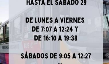 HORARIO DEL BUS DURANTE LAS VACACIONES DE INVIERNO