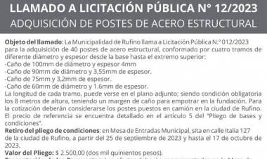 LLAMADO A LICITACION PUBLICA N° 12/2023