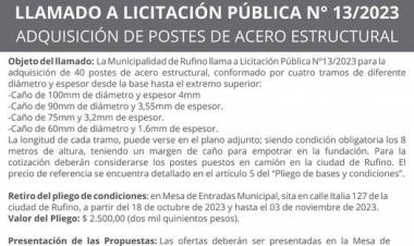 LLAMADO A LICITACION PUBLICA N| 13/2023