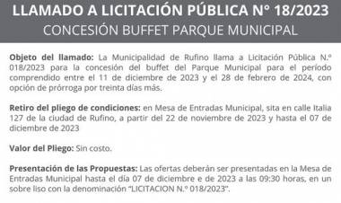 LLAMADO A LICITACION PUBLICA N! 18/2023