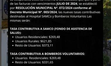 TASAS CONTRIBUTIVAS HOSPITAL SAMCO Y BOMBEROS VOLUNTARIOS