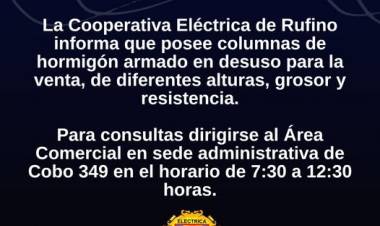 COOPERATIVA ELECTRICA LIMITADA DE RUFINO:  VENTA DE COLUMNAS