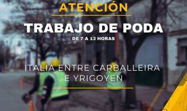ATENCION: SE SOLICITA NO ESTACIONAR POR TRABAJOS DE PODA