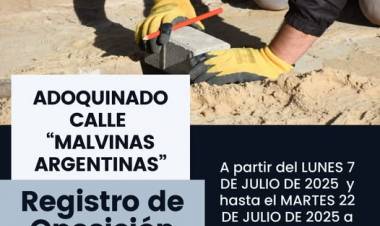 REGISTRO DE OPOSICION: ADOQUINADO CALLE "MALVINAS ARGENTINAS"