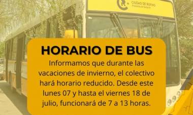 HORARIO DE INVIERNO PARA  EL COLECTIVO