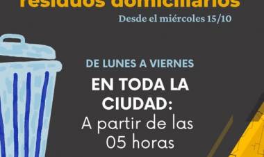 PLANTA DE RECICLADO RUFINO: NUEVO HORARIO PLANTA