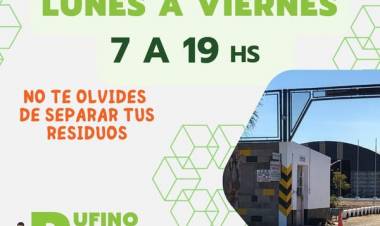 PLANTA DE RECICLADO RUFINO: NUEVO HORARIO