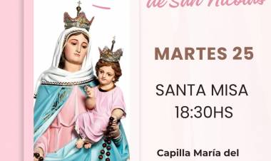 HOY MISA EN HONOR A MARIA DEL ROSARIO DE SAN NICOLAS