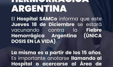 SAMCO RUFINO: VACUNACION FIEBRE HEMORRAGICA