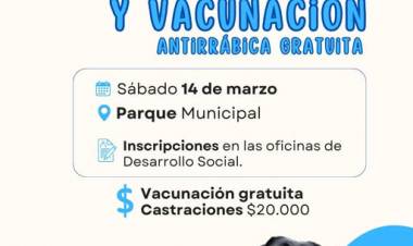 JORNADA DE CASTRACIONES Y VACUNACION ANTIRRABICA GRATUITA