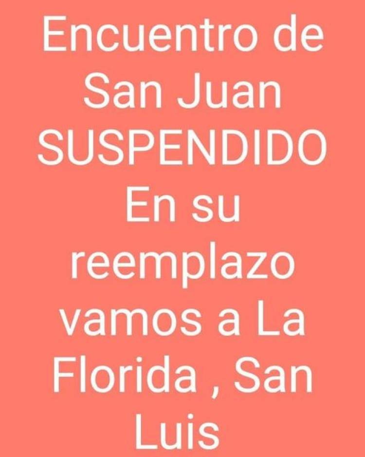 ENCUENTRO SUSPENDIDO, VAN A SAN LUIS