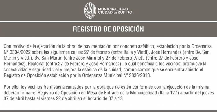 REGISTRO DE OPOSICION