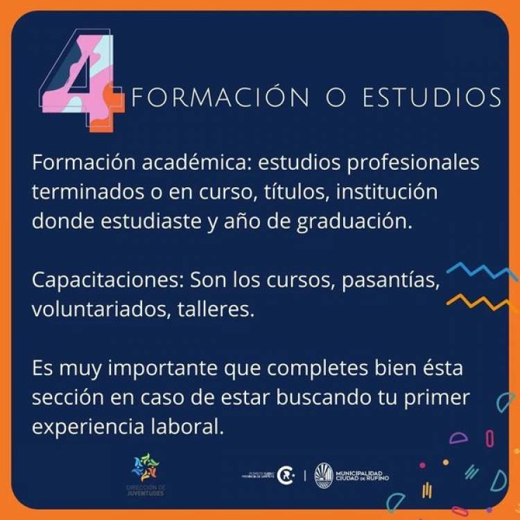 LA DIRECCION DE JUVENTUDES TE ACOMPAÑA A REALIZAR TU CV