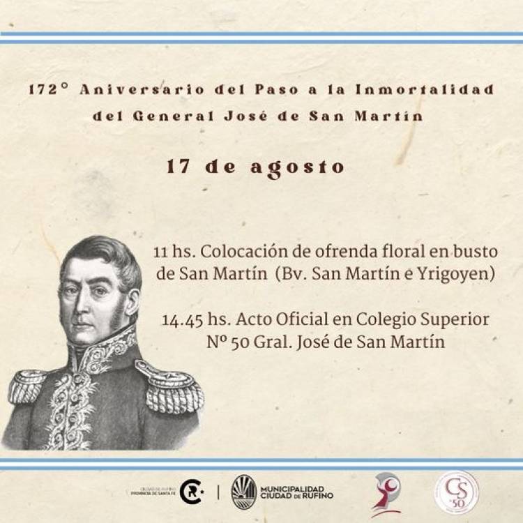 172 ANIVERSARIO DEL PASO A LA INMORTALIDAD DEL GENERAL DON JOSE DE SAN MARTIN