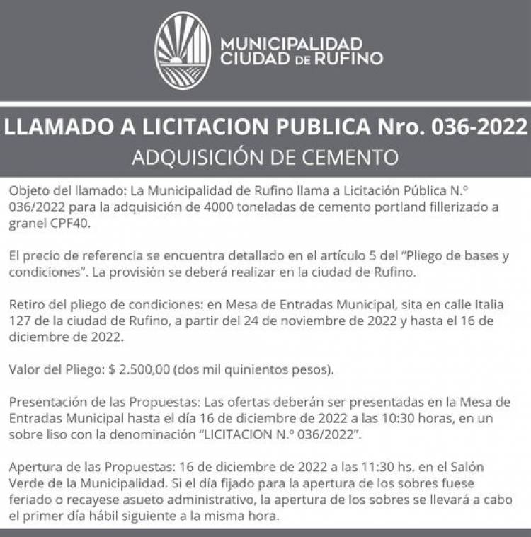 LICITACION PUBLICA N| 036/2022