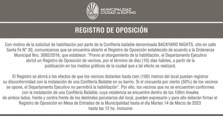 REGISTRO DE OPOSICION