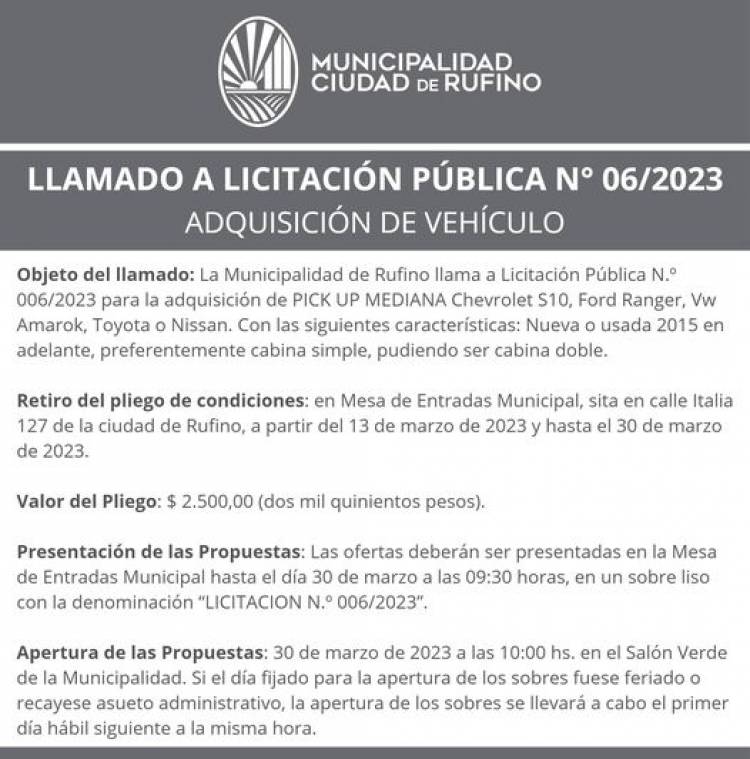 LICITACION PUBLICA N| 006/2023