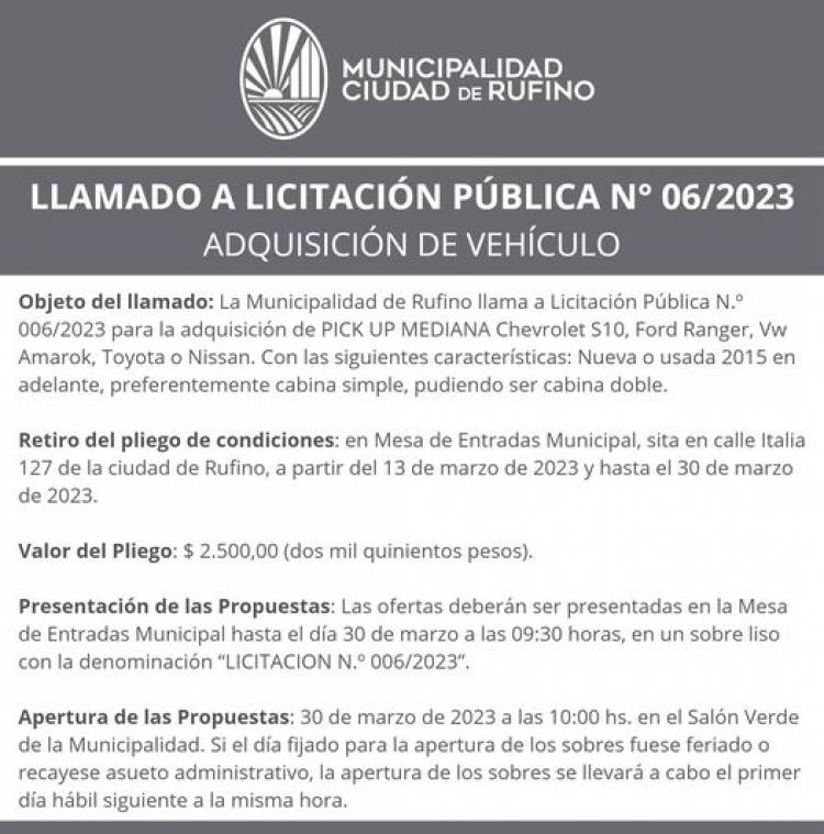 LICITACION PUBLICA N| 007/2023