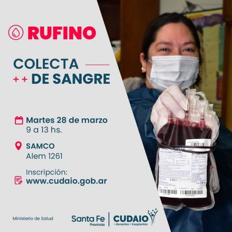 RUFINO: COLECTA SANGRE