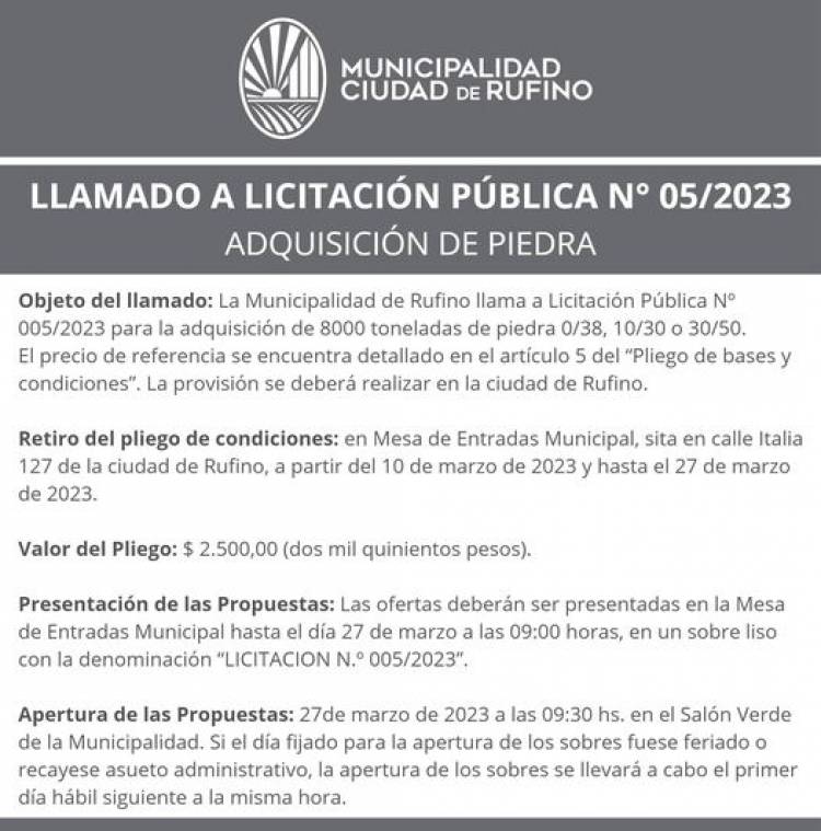 LICITACION PUBLICA N| 005/2023