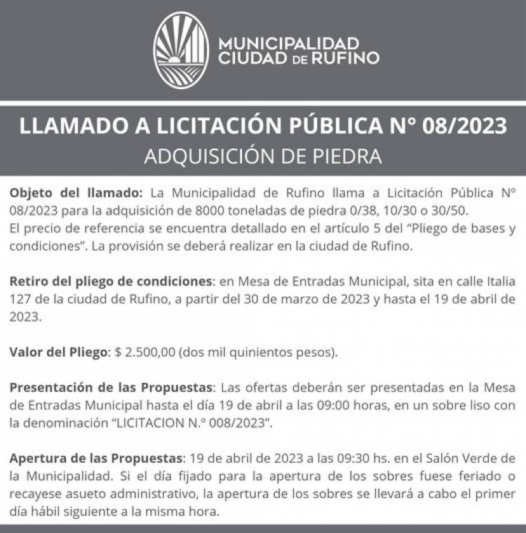 LICITACION PUBLICA N| 008/2023