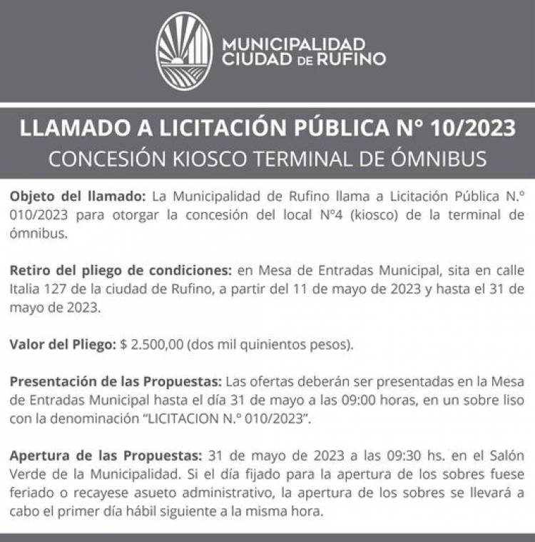 LICITACION PUBLICA N° 010/2023