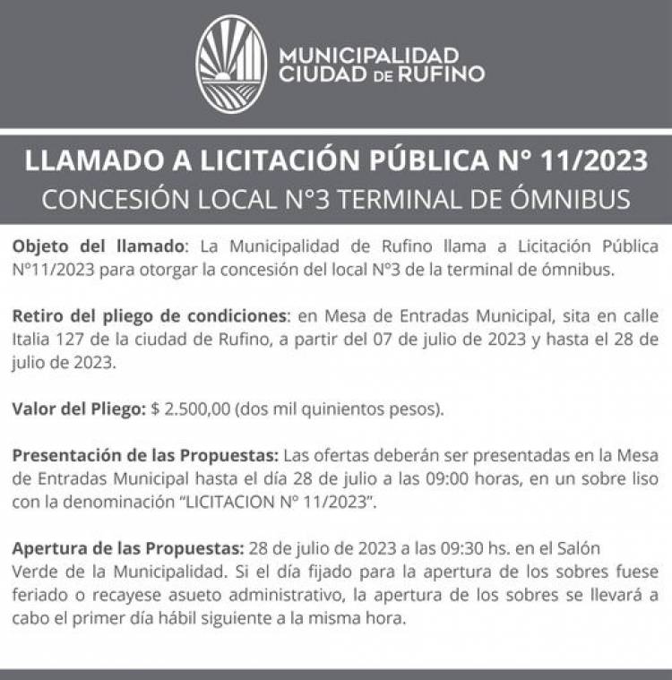 LICITACION PUBLICA N°011/2023
