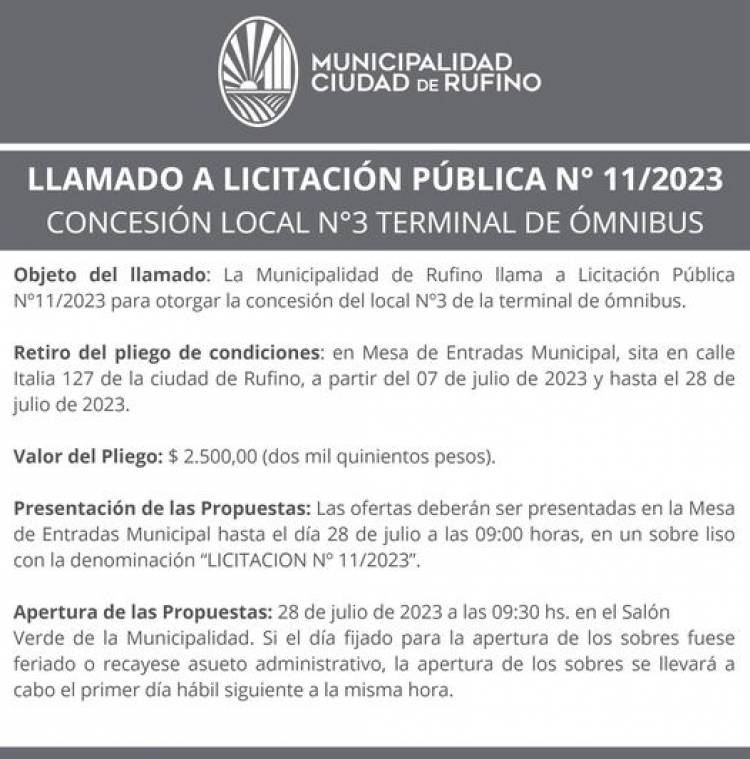 LICITACION PUBLICA N° 011/2023