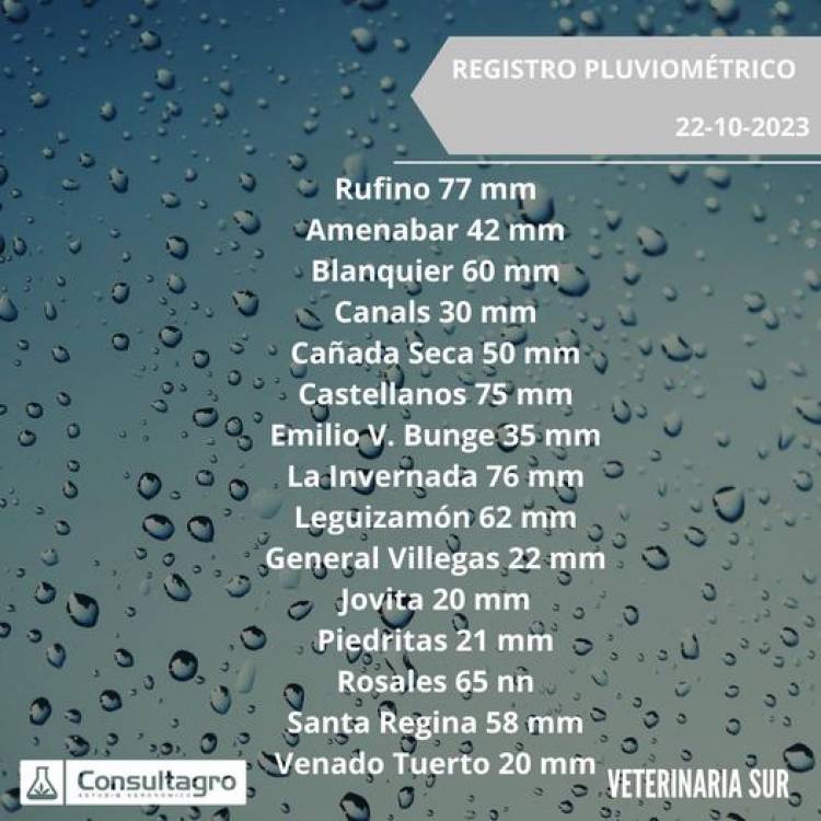 REGISTRO DE PRECIPITACIONES DEL DIA 22/10