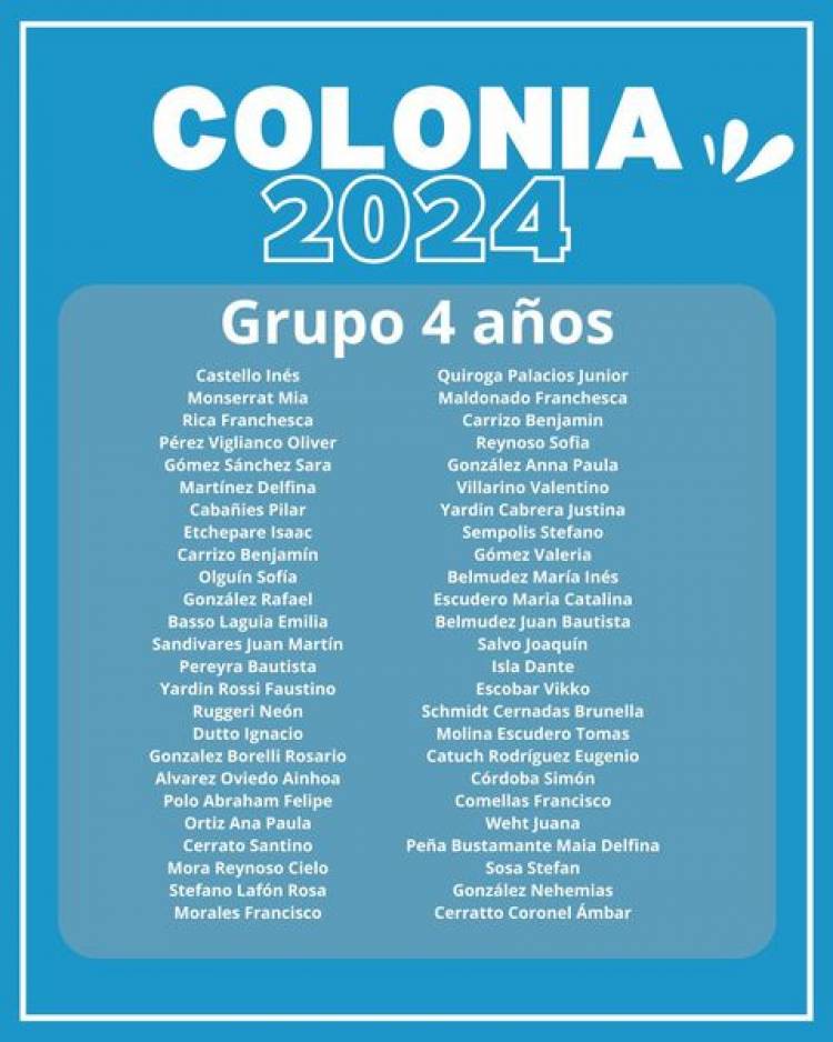 GRUPOS DE COLONIA 2024