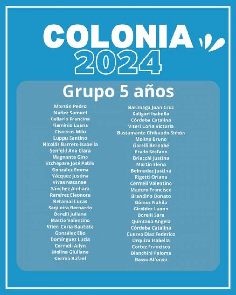 GRUPOS DE COLONIA 2024