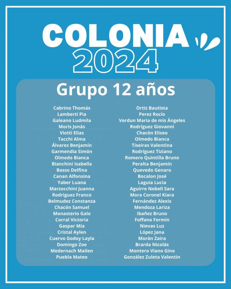 GRUPOS DE COLONIA 2024