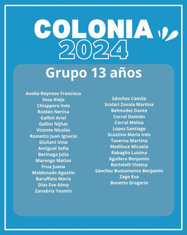 GRUPOS DE COLONIA 2024