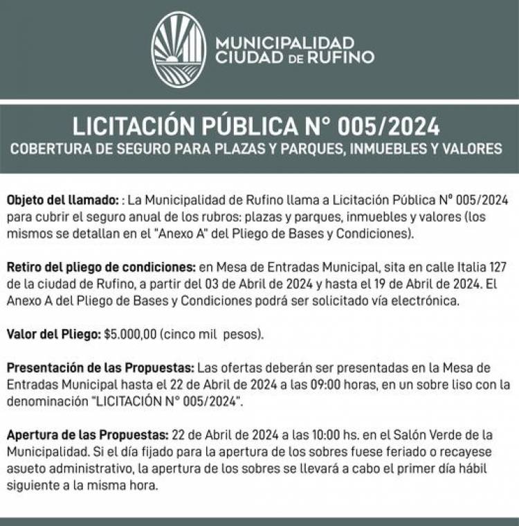 LICITACION PUBLICA N° 005/2024