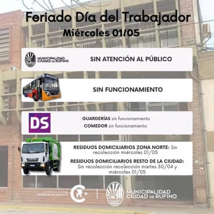 SERVICIOS PARA EL MIERCOLES 1 DE MAYO