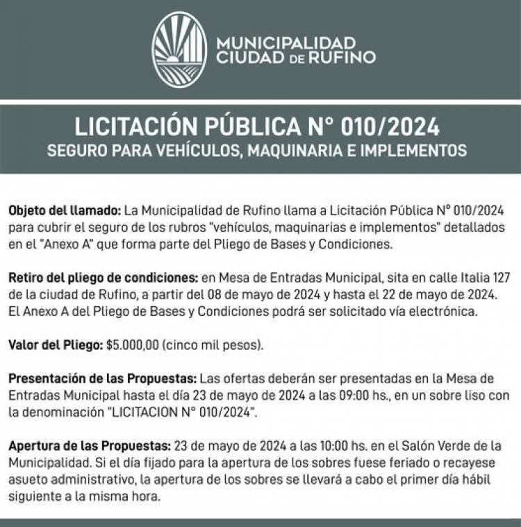 LICITACION PUBLICA N|° 10/2024