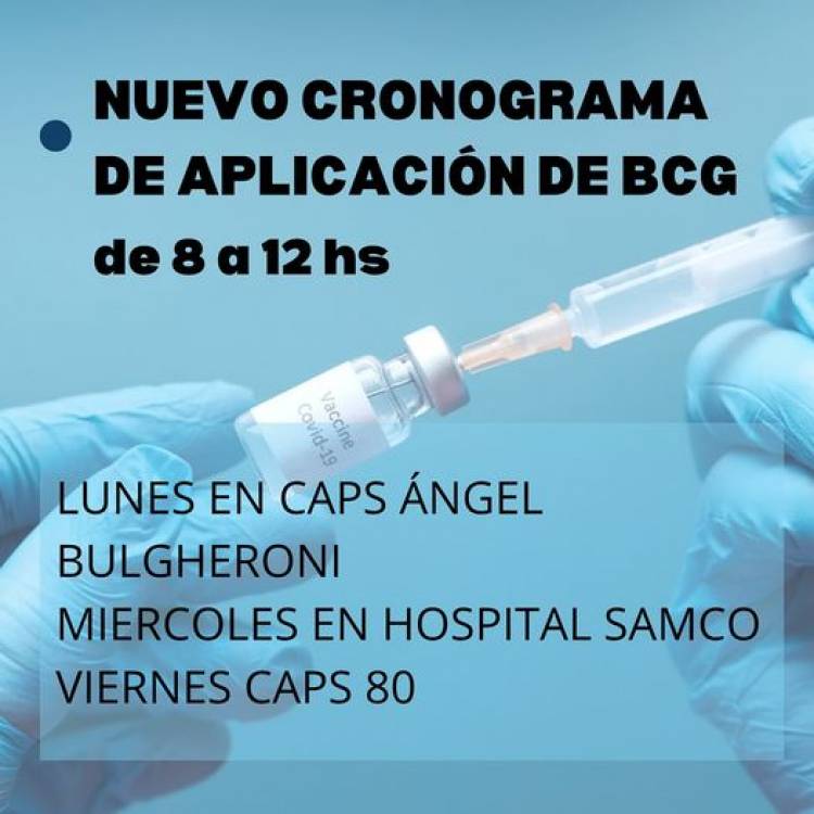 HOSPITAL SAMCO: CRONOGRAMA APLICACION VACUNA BCG
