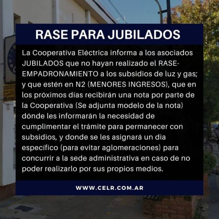 RASE PARA JUBILADOS