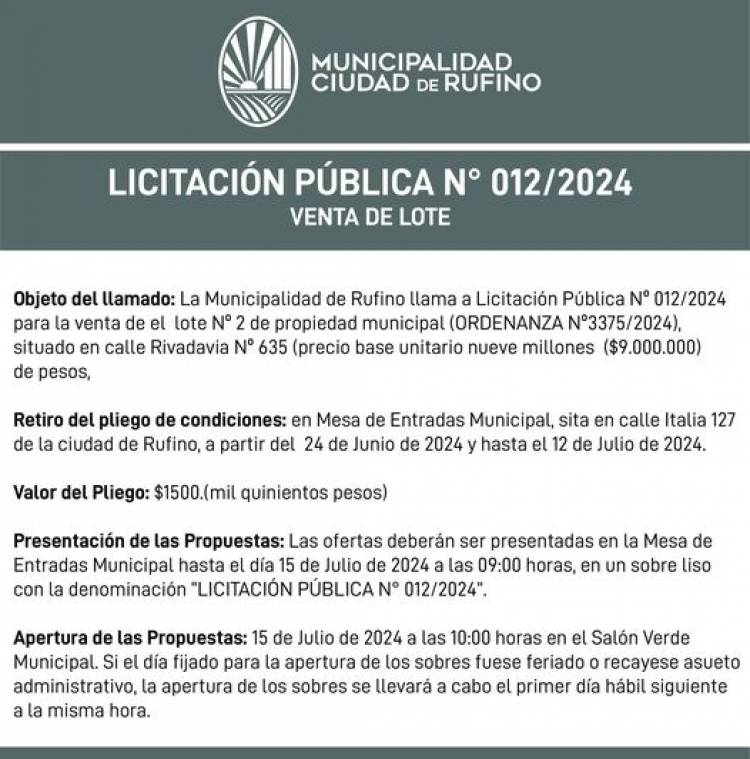 LICITACION PUBLICA N| 12/2024