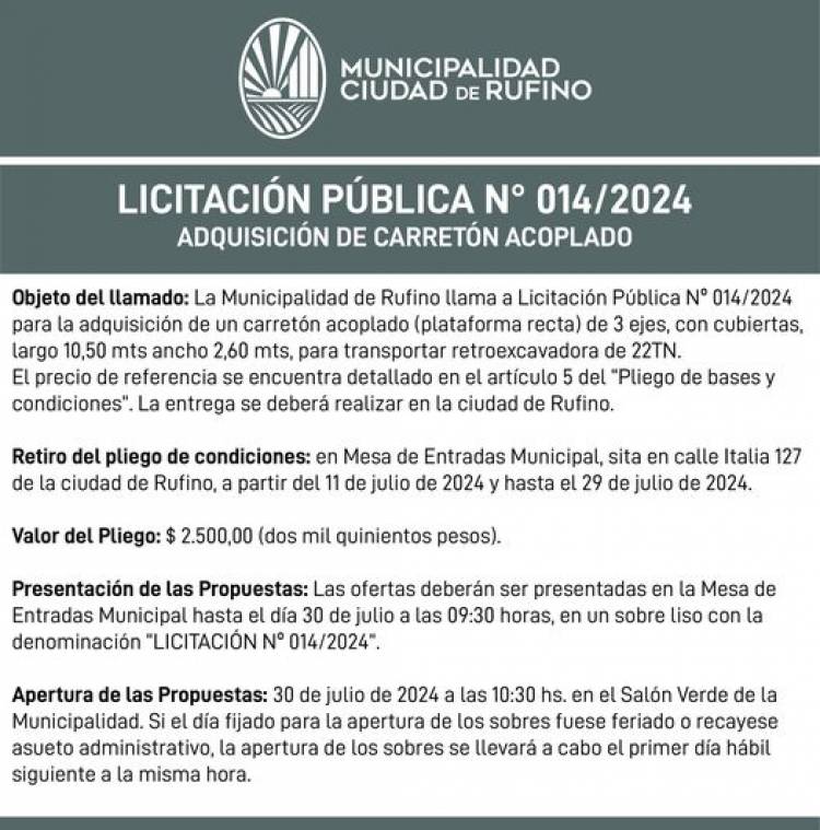 LICITACION PUBLICA N° 014/2024