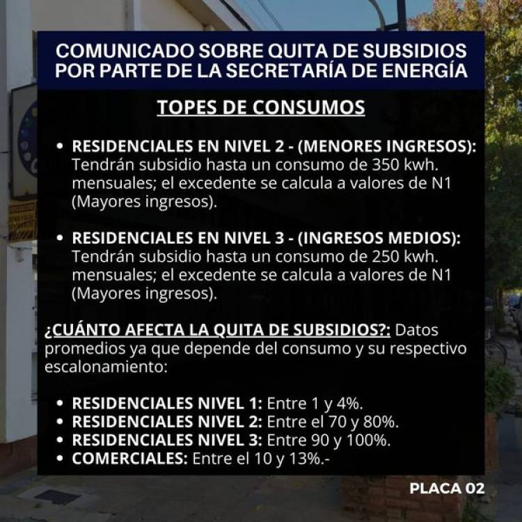 COMUNICADO SOBRE QUITA DE SUBSIDIOS