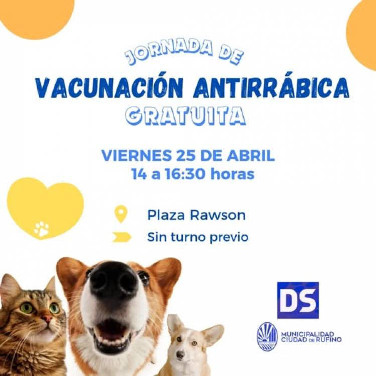 VACUNACION ANTIRRABICA GRATUITA PARA PERROS Y GATOS