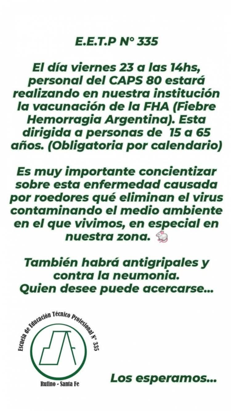 VACUNACION FHA (FIEBRE HEMORRAGICA ARGENTINA)